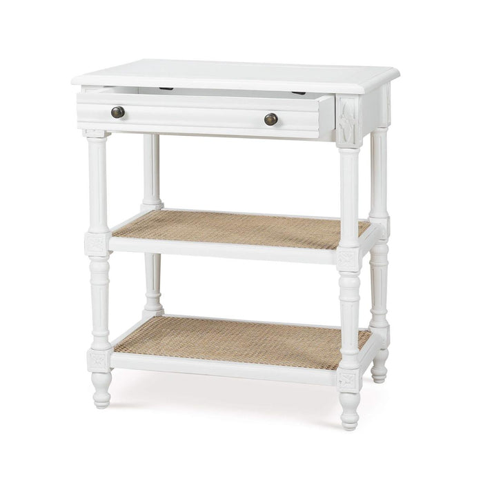 Bramble - Melissa Side Table in Architectural White w/ Rattan Natural on Shelves - 25838HRW-RNAT--LDT