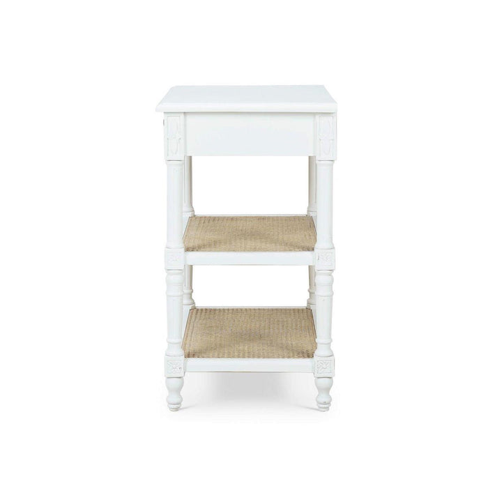 Bramble - Melissa Side Table in Architectural White w/ Rattan Natural on Shelves - 25838HRW-RNAT--LDT