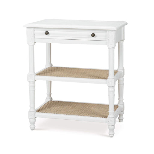 Bramble - Melissa Side Table in Architectural White w/ Rattan Natural on Shelves - 25838HRW-RNAT--LDT - GreatFurnitureDeal