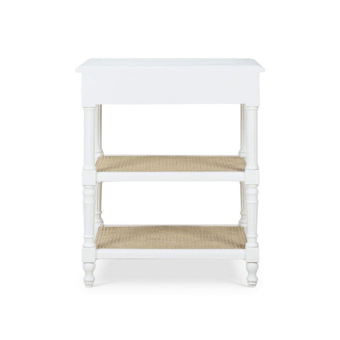 Bramble - Melissa Side Table in Architectural White w/ Rattan Natural on Shelves - 25838HRW-RNAT--LDT