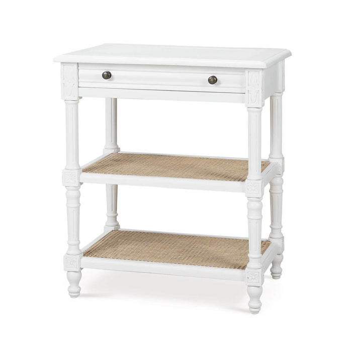 Bramble - Melissa Side Table in Architectural White w/ Rattan Natural on Shelves - 25838HRW-RNAT--LDT