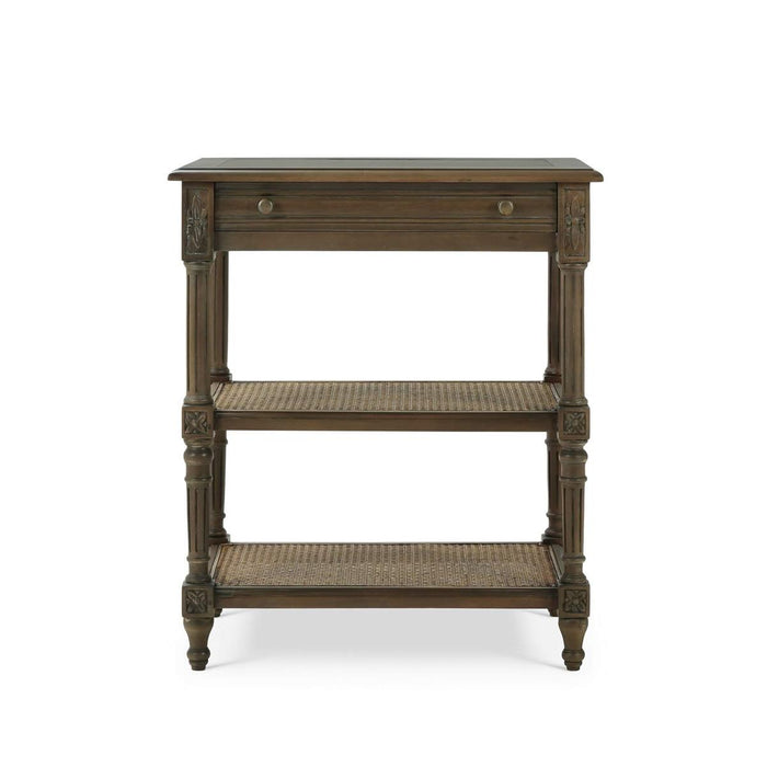 Bramble - Melissa Side Table in Straw Wash w/ Rattan Glaze on Shelves - 25838STW-RGZE---