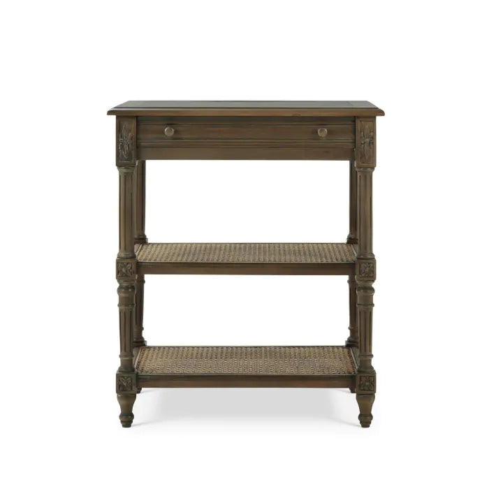 Bramble - Melissa Side Table in Straw Wash w/ Rattan Glaze on Shelves - 25838STW-RGZE--- - GreatFurnitureDeal