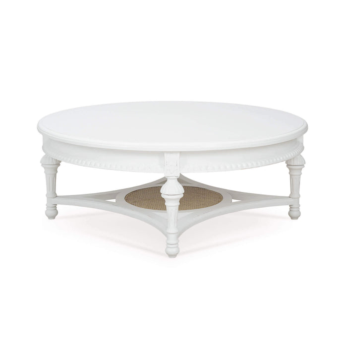 Bramble - Louis Coffee Table in Architectural White, Rattan Natural, Light Distressed - US-WS-25920HRW-RNAT--LDT