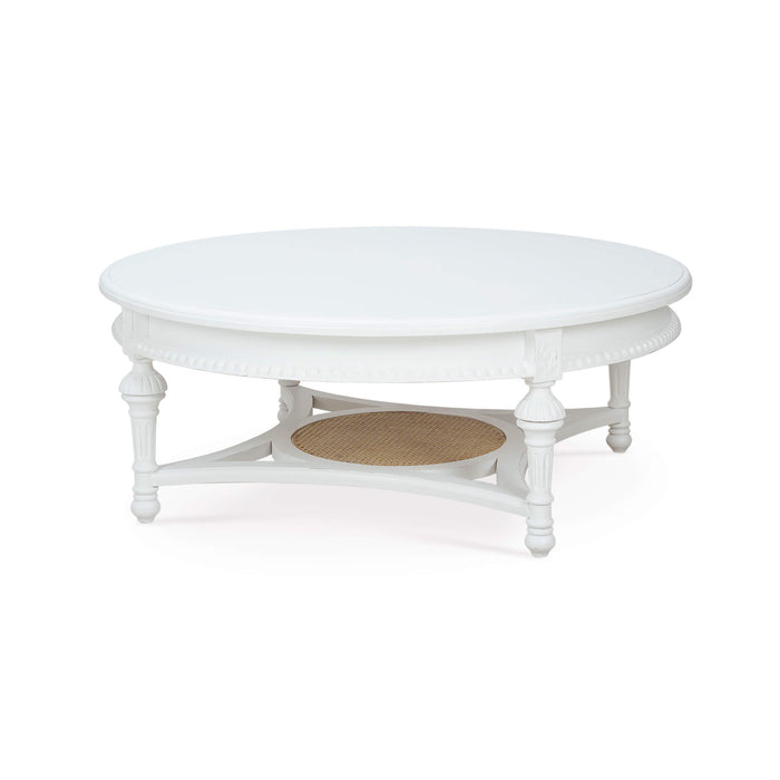 Bramble - Louis Coffee Table in Architectural White, Rattan Natural, Light Distressed - US-WS-25920HRW-RNAT--LDT