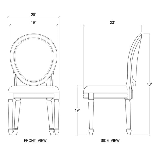 Bramble - Tulip Dining Chair w/o Fluted Leg - Set of 2- BR-25938 - GreatFurnitureDeal