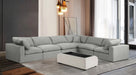 Meridian Furniture - Comfy 158" Linen Textured Fabric Upholstered 6 Piece Modular Sectional - 187Grey-Sec6A - GreatFurnitureDeal