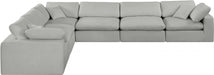 Meridian Furniture - Comfy 158" Linen Textured Fabric Upholstered 6 Piece Modular Sectional - 187Grey-Sec6A - GreatFurnitureDeal
