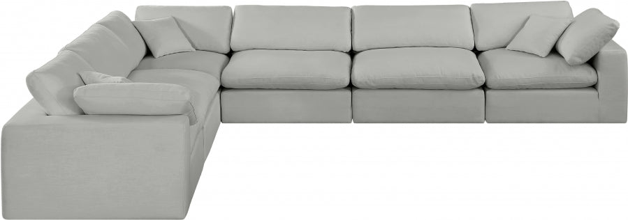 Meridian Furniture - Comfy 158" Linen Textured Fabric Upholstered 6 Piece Modular Sectional - 187Grey-Sec6A - GreatFurnitureDeal