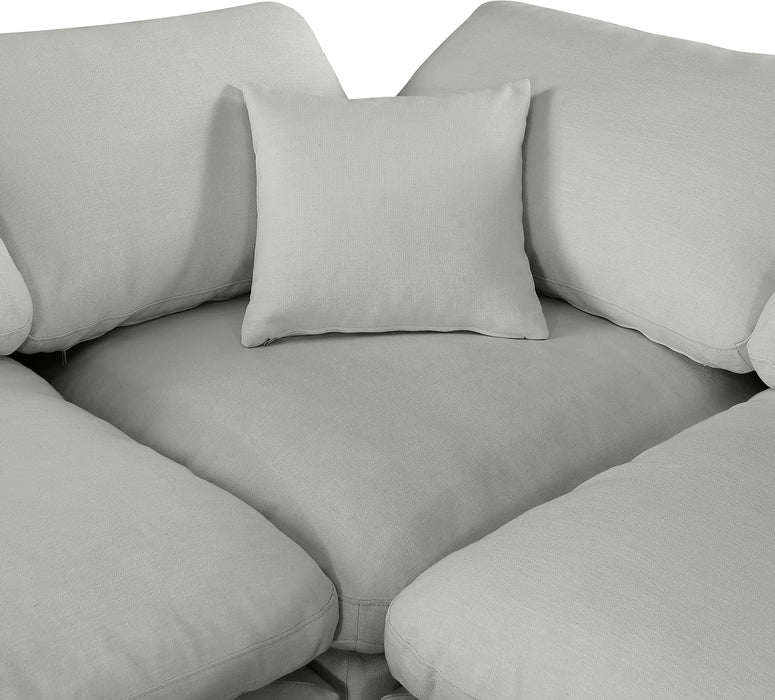 Meridian Furniture - Comfy 158" Linen Textured Fabric Upholstered 6 Piece Modular Sectional - 187Grey-Sec6A - GreatFurnitureDeal