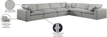 Meridian Furniture - Comfy 158" Linen Textured Fabric Upholstered 6 Piece Modular Sectional - 187Grey-Sec6A - GreatFurnitureDeal