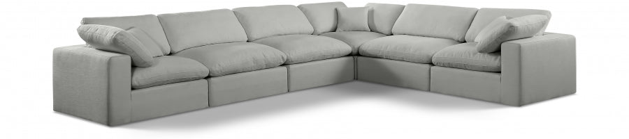 Meridian Furniture - Comfy 158" Linen Textured Fabric Upholstered 6 Piece Modular Sectional - 187Grey-Sec6A - GreatFurnitureDeal
