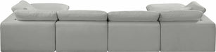 Meridian Furniture - Comfy 158" Linen Textured Fabric Upholstered 6 Piece Modular Sectional - 187Grey-Sec6B - GreatFurnitureDeal
