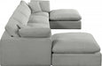 Meridian Furniture - Comfy 158" Linen Textured Fabric Upholstered 6 Piece Modular Sectional - 187Grey-Sec6B - GreatFurnitureDeal