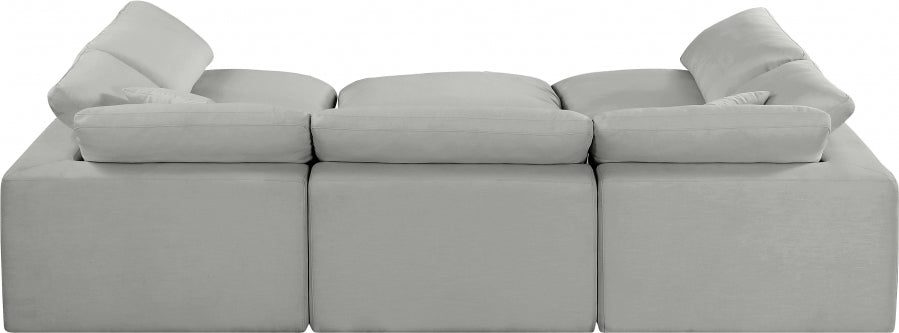Meridian Furniture - Comfy 119" Linen Textured Fabric Upholstered 6 Piece Modular Sectional - 187Grey-Sec6C - GreatFurnitureDeal