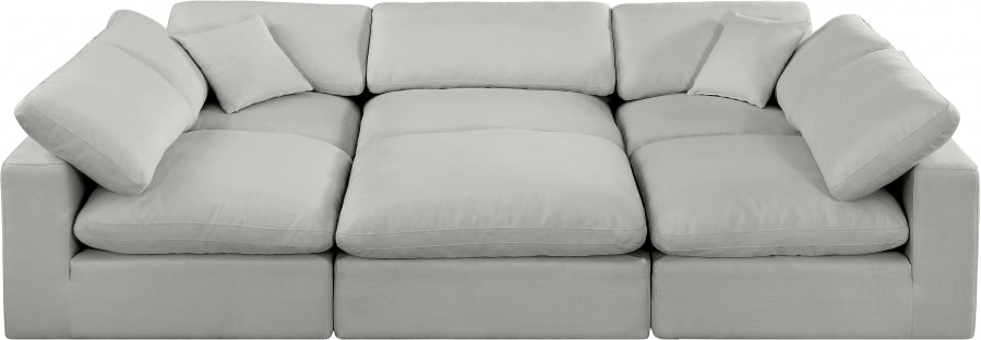 Meridian Furniture - Comfy 119" Linen Textured Fabric Upholstered 6 Piece Modular Sectional - 187Grey-Sec6C - GreatFurnitureDeal