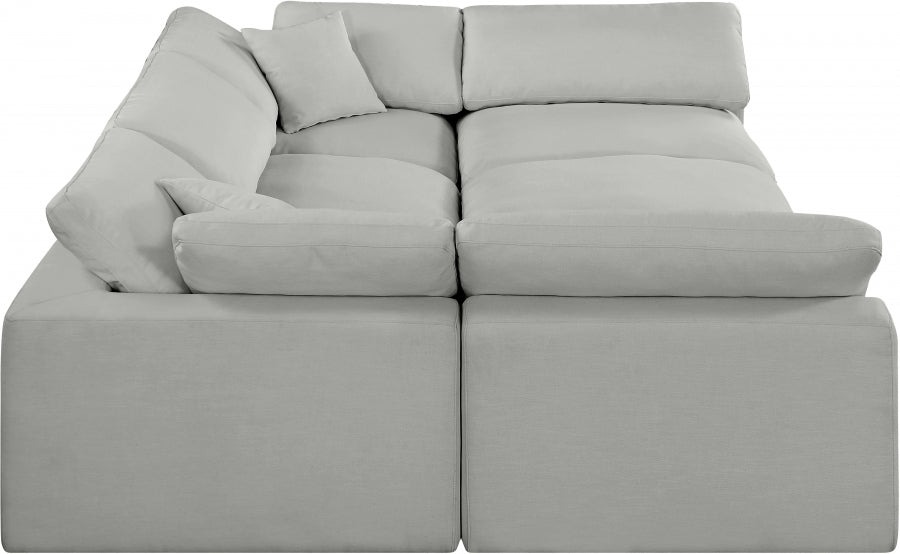Meridian Furniture - Comfy 119" Linen Textured Fabric Upholstered 6 Piece Modular Sectional - 187Grey-Sec6C - GreatFurnitureDeal