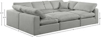 Meridian Furniture - Comfy 119" Linen Textured Fabric Upholstered 6 Piece Modular Sectional - 187Grey-Sec6C - GreatFurnitureDeal