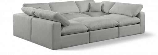 Meridian Furniture - Comfy 119" Linen Textured Fabric Upholstered 6 Piece Modular Sectional - 187Grey-Sec6C - GreatFurnitureDeal