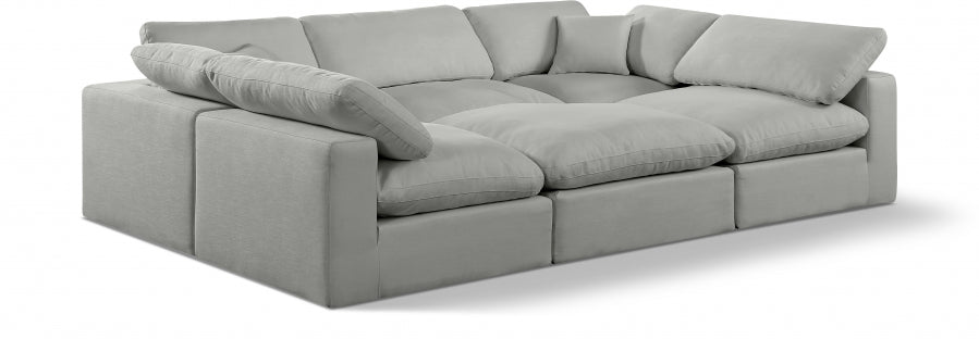 Meridian Furniture - Comfy 119" Linen Textured Fabric Upholstered 6 Piece Modular Sectional - 187Grey-Sec6C - GreatFurnitureDeal