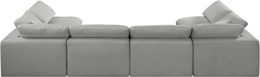 Meridian Furniture - Comfy 158" Linen Textured Fabric Upholstered 6 Piece Modular Sectional - 187Grey-Sec6D - GreatFurnitureDeal