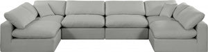 Meridian Furniture - Comfy 158" Linen Textured Fabric Upholstered 6 Piece Modular Sectional - 187Grey-Sec6D - GreatFurnitureDeal
