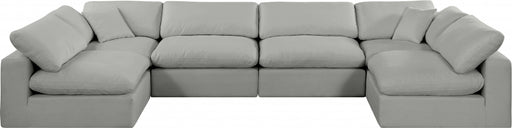 Meridian Furniture - Comfy 158" Linen Textured Fabric Upholstered 6 Piece Modular Sectional - 187Grey-Sec6D - GreatFurnitureDeal