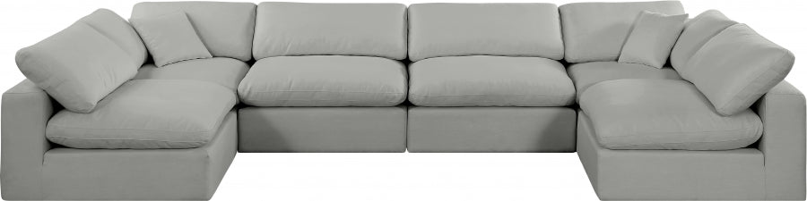 Meridian Furniture - Comfy 158" Linen Textured Fabric Upholstered 6 Piece Modular Sectional - 187Grey-Sec6D - GreatFurnitureDeal