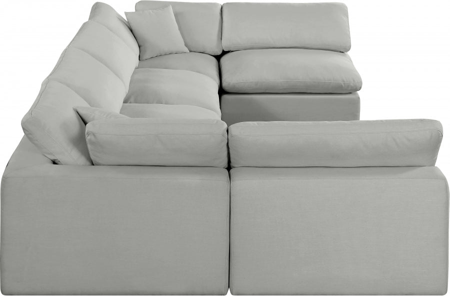 Meridian Furniture - Comfy 158" Linen Textured Fabric Upholstered 6 Piece Modular Sectional - 187Grey-Sec6D - GreatFurnitureDeal