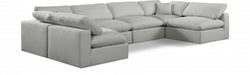 Meridian Furniture - Comfy 158" Linen Textured Fabric Upholstered 6 Piece Modular Sectional - 187Grey-Sec6D - GreatFurnitureDeal
