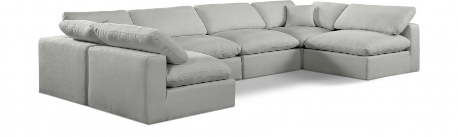 Meridian Furniture - Comfy 158" Linen Textured Fabric Upholstered 6 Piece Modular Sectional - 187Grey-Sec6D - GreatFurnitureDeal