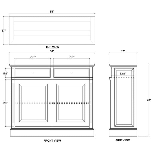 Bramble - Hudson 2 Door Sideboard in Country Grey - BR-FAC-26098CTG - GreatFurnitureDeal