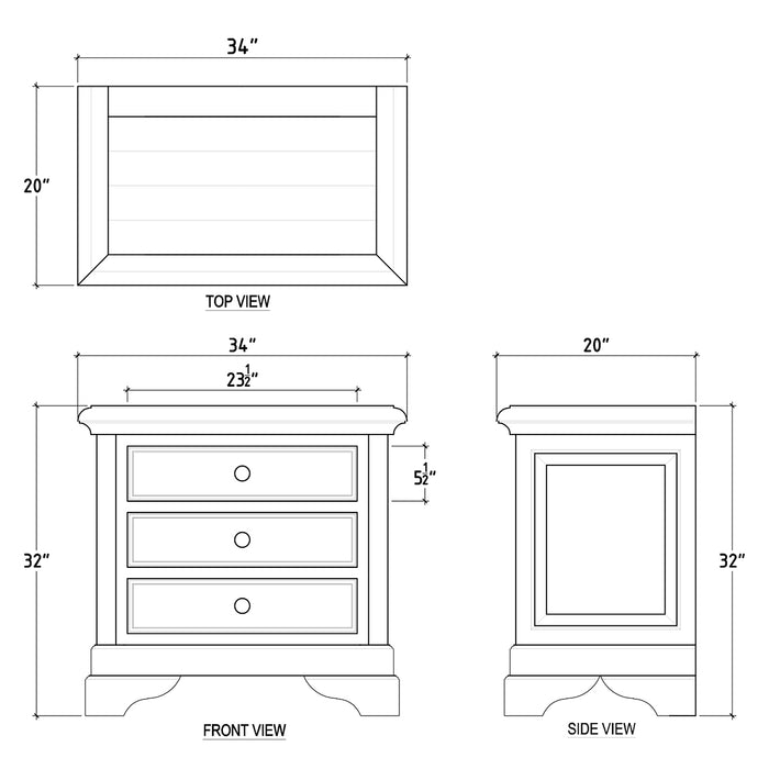 Bramble - Huntley 3 Drawer Nightstand in Straw Wash - 26145STW----- - GreatFurnitureDeal