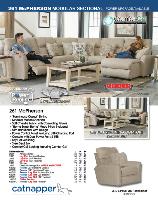 Catnapper - McPherson 6 Piece Reclining Sectional in Buff - 2616-19-14-18-15-17