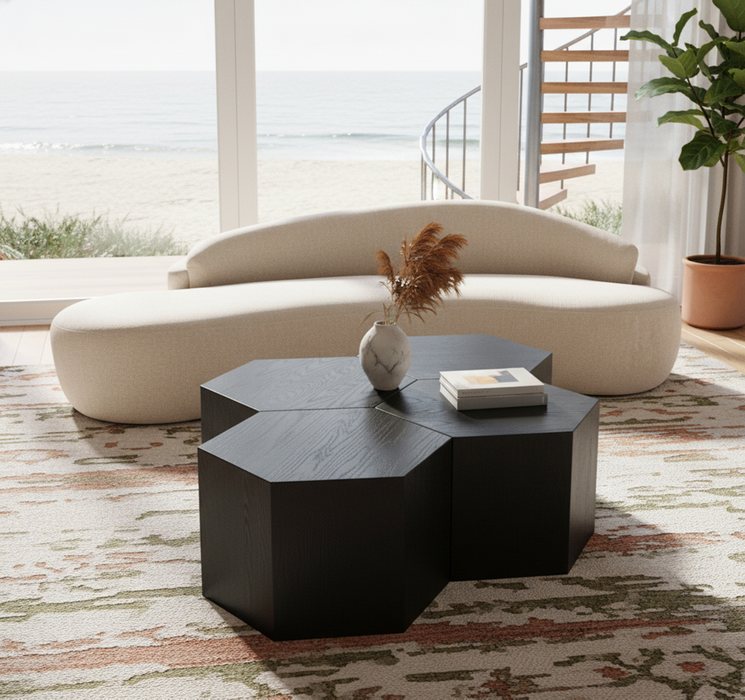 Meridian Furniture - Eternal Black Oak Wood 4pc. Coffee Table - 262-CT-4PC - GreatFurnitureDeal