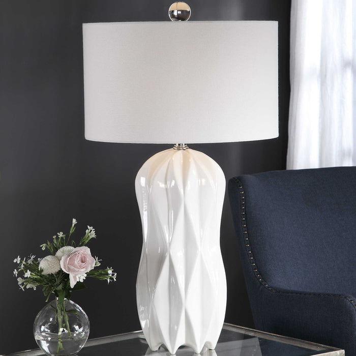 Uttermost - Malena Glossy White Table Lamp - 26204 - GreatFurnitureDeal