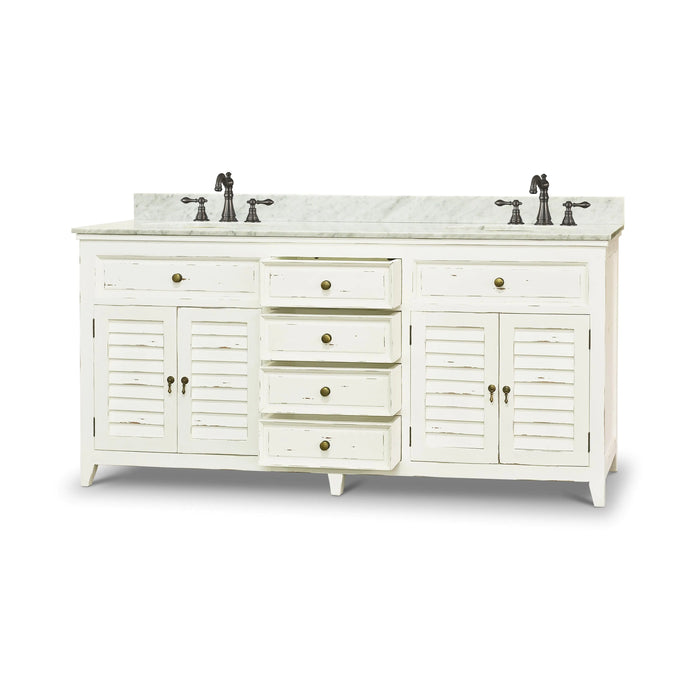 Bramble - Shutter Double Vanity w/ Sink & Marble Top - BR-26223 - GreatFurnitureDeal