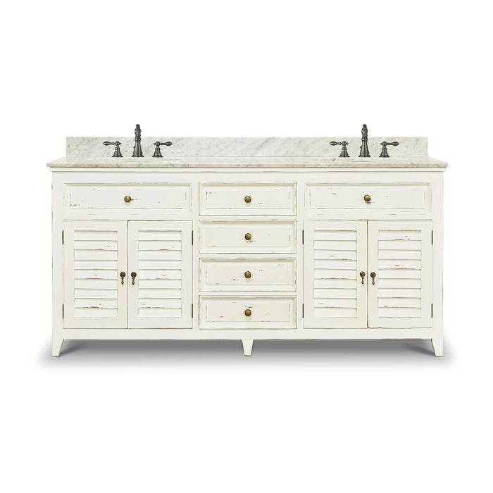 Bramble - Shutter Double Vanity w/ Sink & Marble Top - BR-26223 - GreatFurnitureDeal