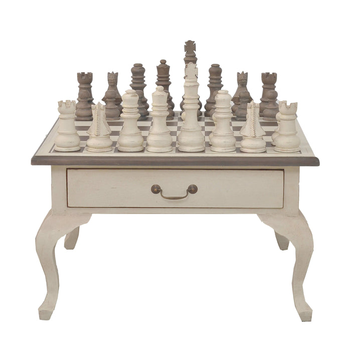 Bramble - Gentleman's Chess Table 2 Drawer w- Chess Set - BR-26491ANCBRS - GreatFurnitureDeal