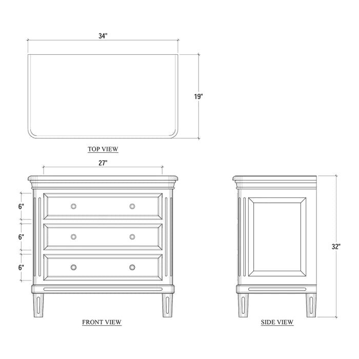 Bramble - Hayward 3 Drawer Dresser Small in Architectural White - 26494HRW----LDT - GreatFurnitureDeal