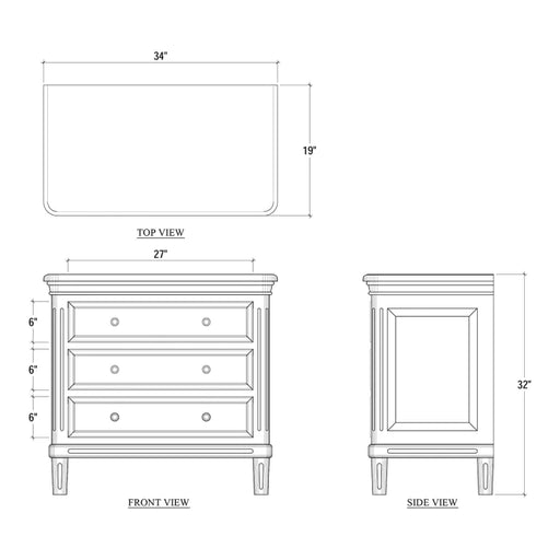 Bramble - Hayward 3 Drawer Dresser Small in Architectural White - BR-26494HRW----LDT - GreatFurnitureDeal