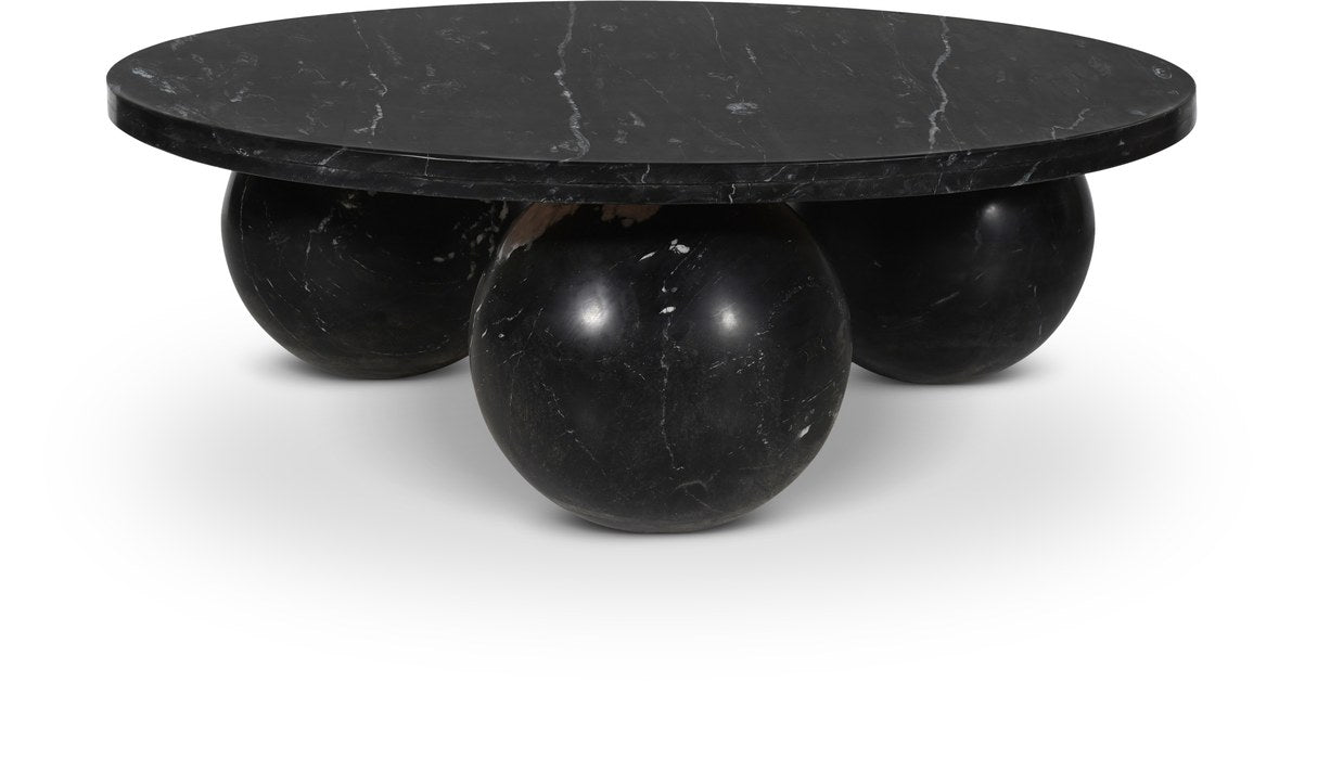 Meridian Furniture - Spherical Black Genuine Marble Coffee Table (4 Boxes) - 264Black-CT - GreatFurnitureDeal