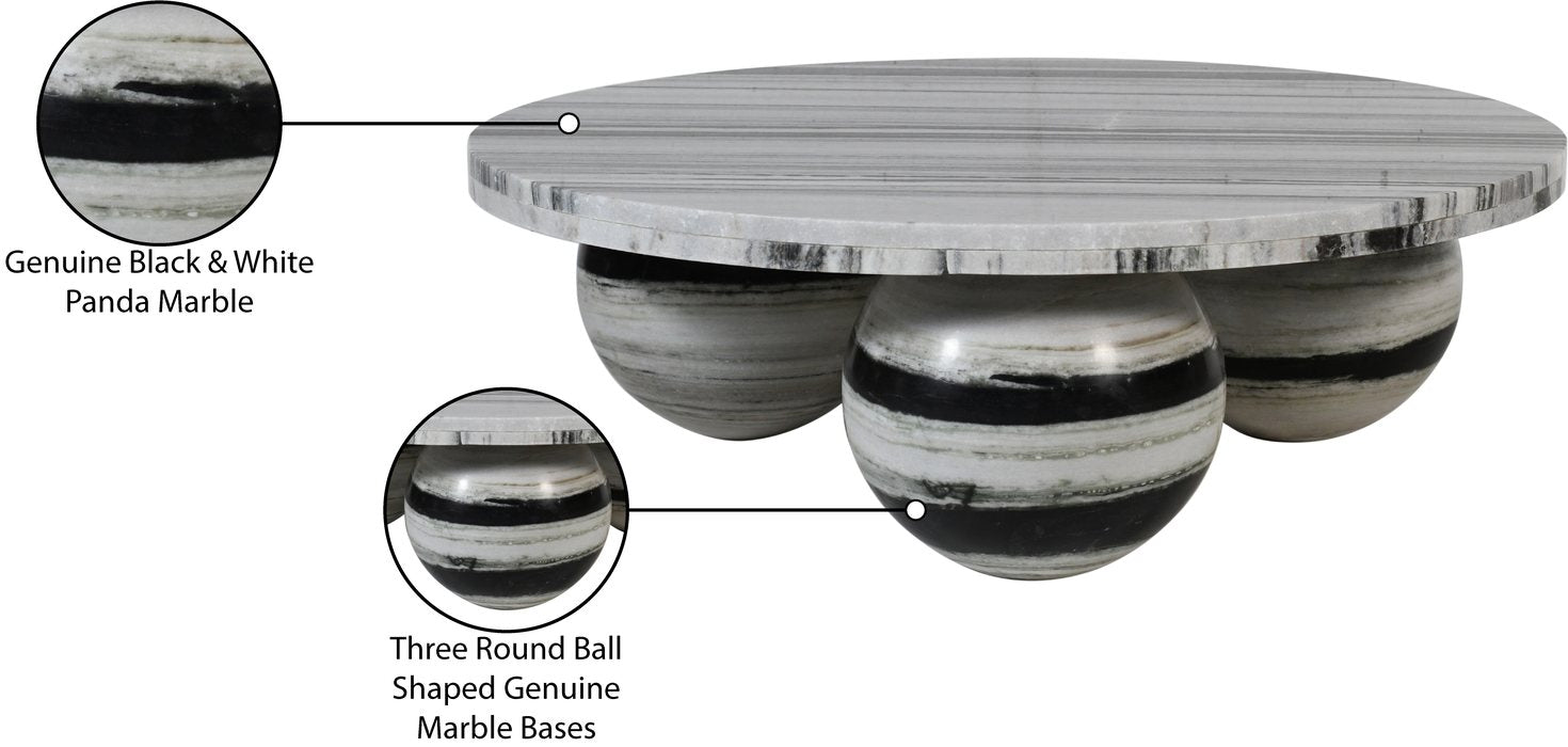 Meridian Furniture - Spherical Panda Genuine Marble Coffee Table (4 Boxes) - 264Panda-CT - GreatFurnitureDeal