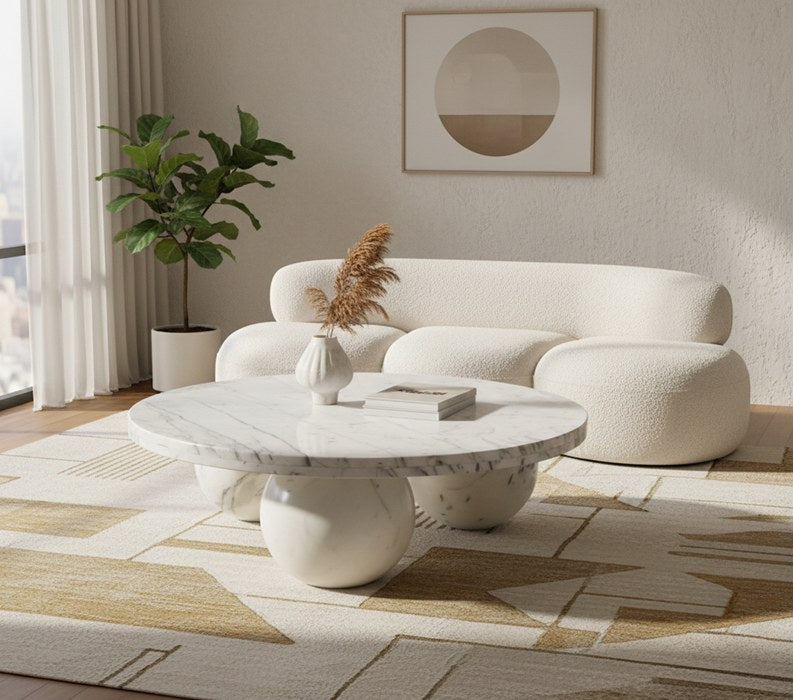 Meridian Furniture - Spherical White Genuine Marble Coffee Table (4 Boxes) - 264White-CT - GreatFurnitureDeal