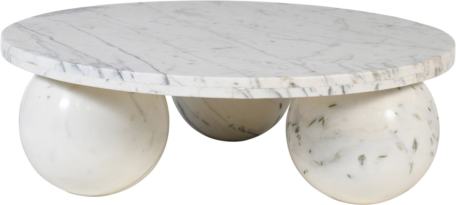 Meridian Furniture - Spherical White Genuine Marble Coffee Table (4 Boxes) - 264White-CT - GreatFurnitureDeal