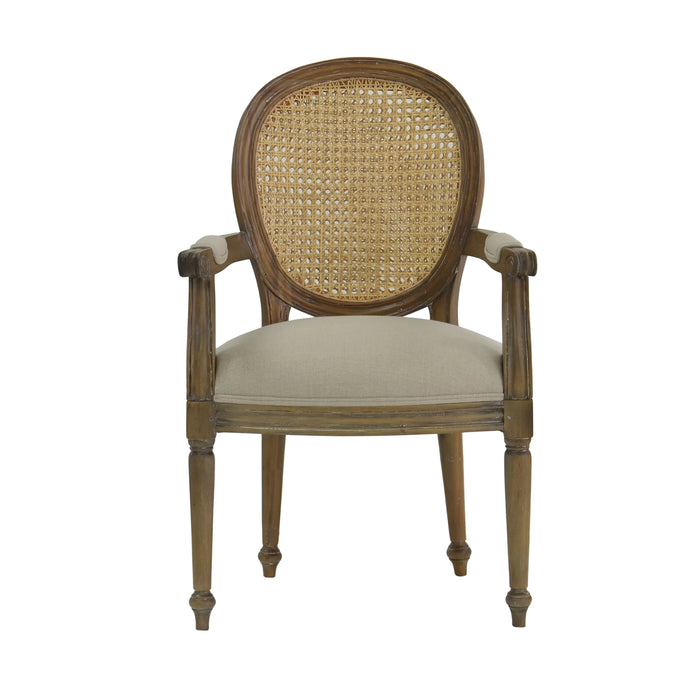 Bramble - Tulip Rattan Back Dining Arm Chair w-o Fluted Leg - BR-26511BRS LN126 - GreatFurnitureDeal