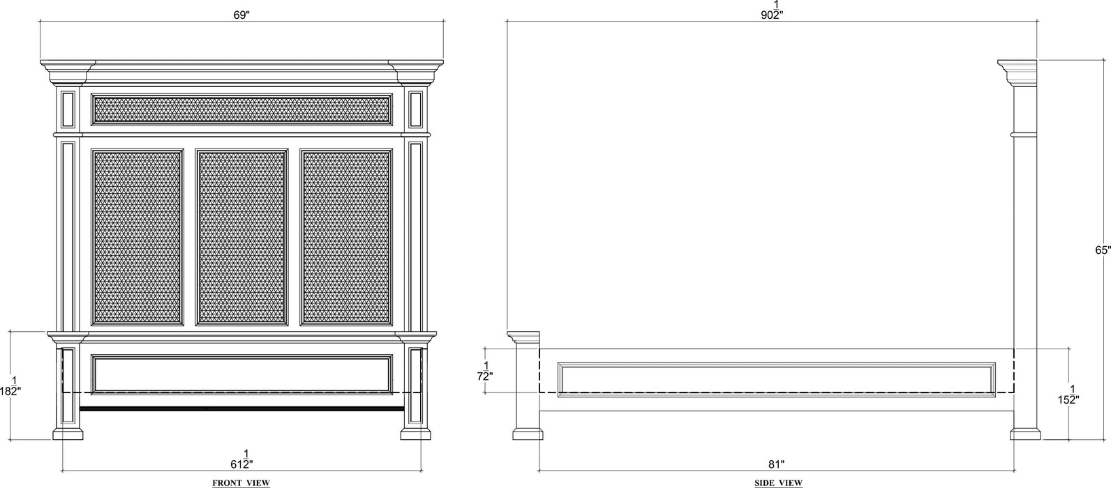 Bramble - Empire Bed w/ Rattan Queen - BR-26553 - GreatFurnitureDeal