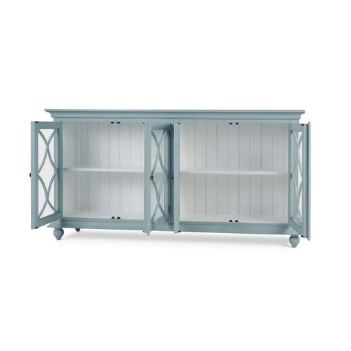 Bramble - Hamilton 4 Door Buffet in Frosted Blue w/ True White Interior and no distressing - 26555FRB-TRW--NDT - GreatFurnitureDeal