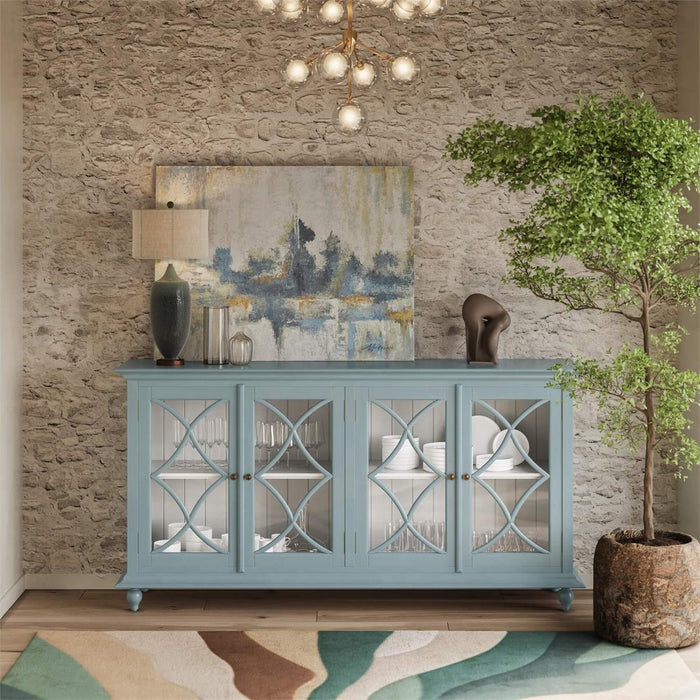 Bramble - Hamilton 4 Door Buffet in Frosted Blue w/ True White Interior and no distressing - 26555FRB-TRW--NDT