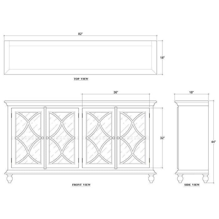 Bramble - Hamilton 4 Door Buffet in Frosted Blue w/ True White Interior and no distressing - 26555FRB-TRW--NDT